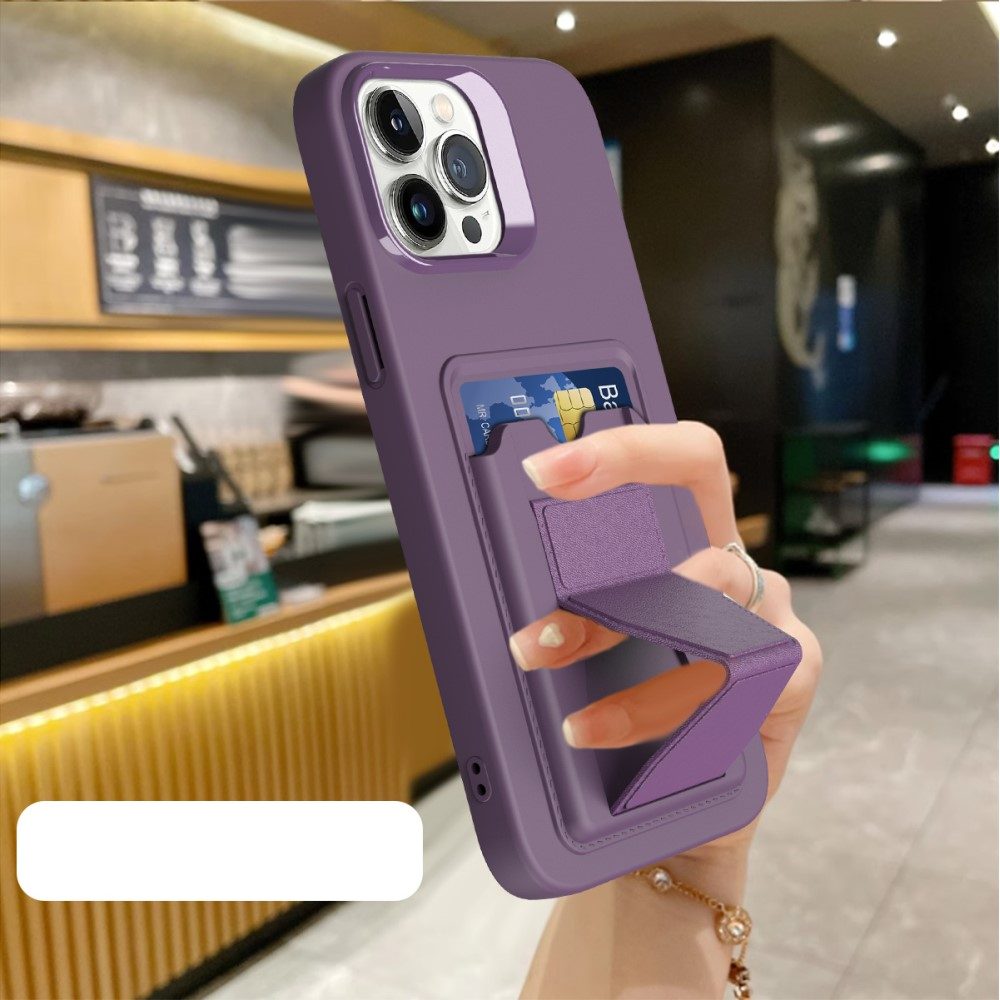 iPhone 14 Pro Gummi Hülle mit Kartenfach   Kickstand Aufsteller - Dunkelblau