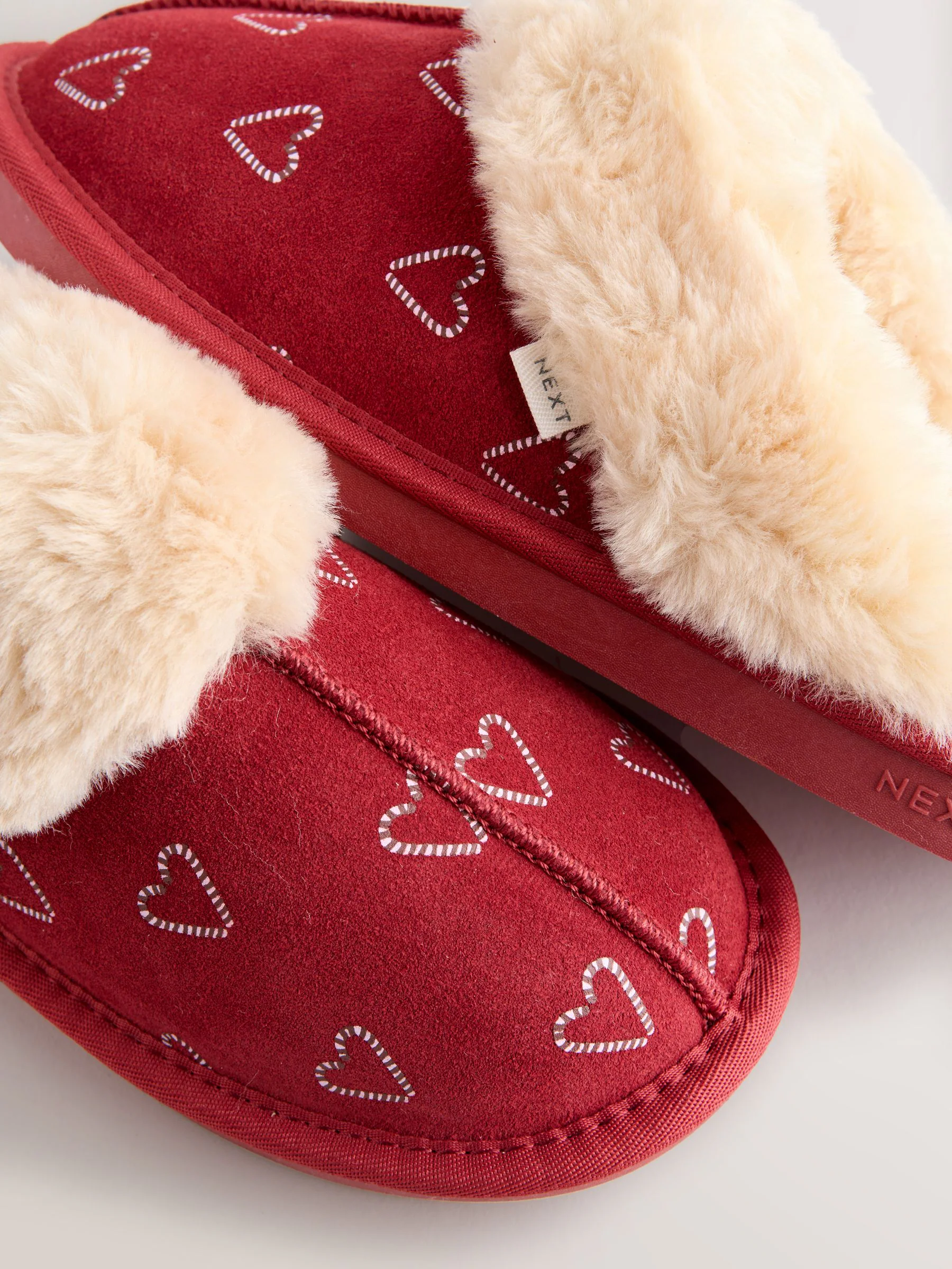 Rood met zuurstok - Faux Fur Suede Mule Slippers