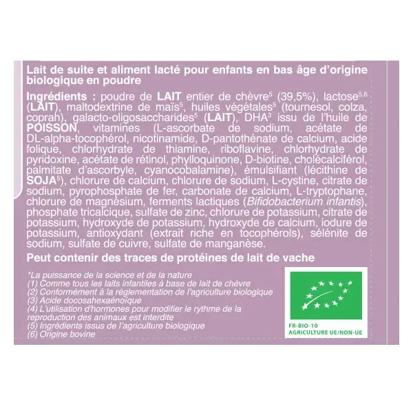 Leite de cabra orgânico para crescimento Biostime, 3ª etapa, 800g