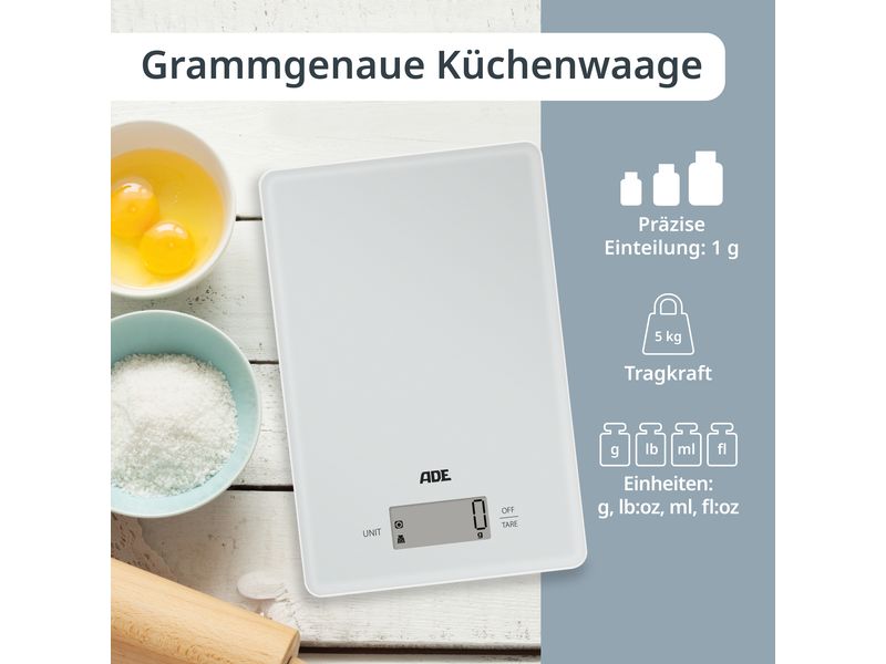 ADE Küchenwaage Julia Hellgrau Digitale Küchenwaage