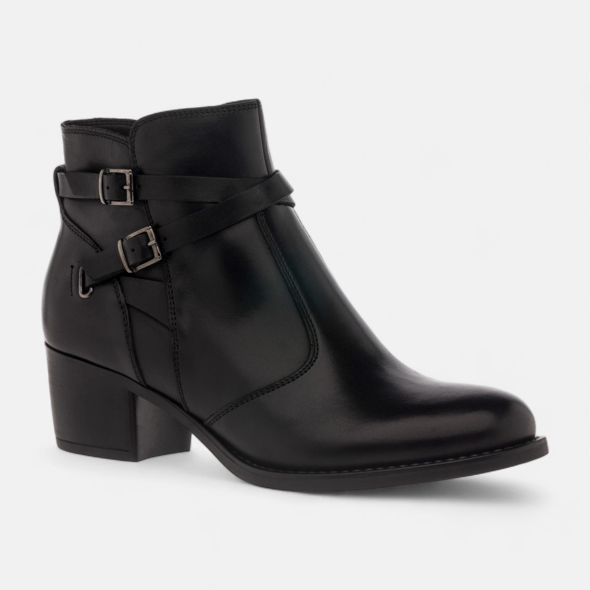 Bottines à talon Femme en cuir noir