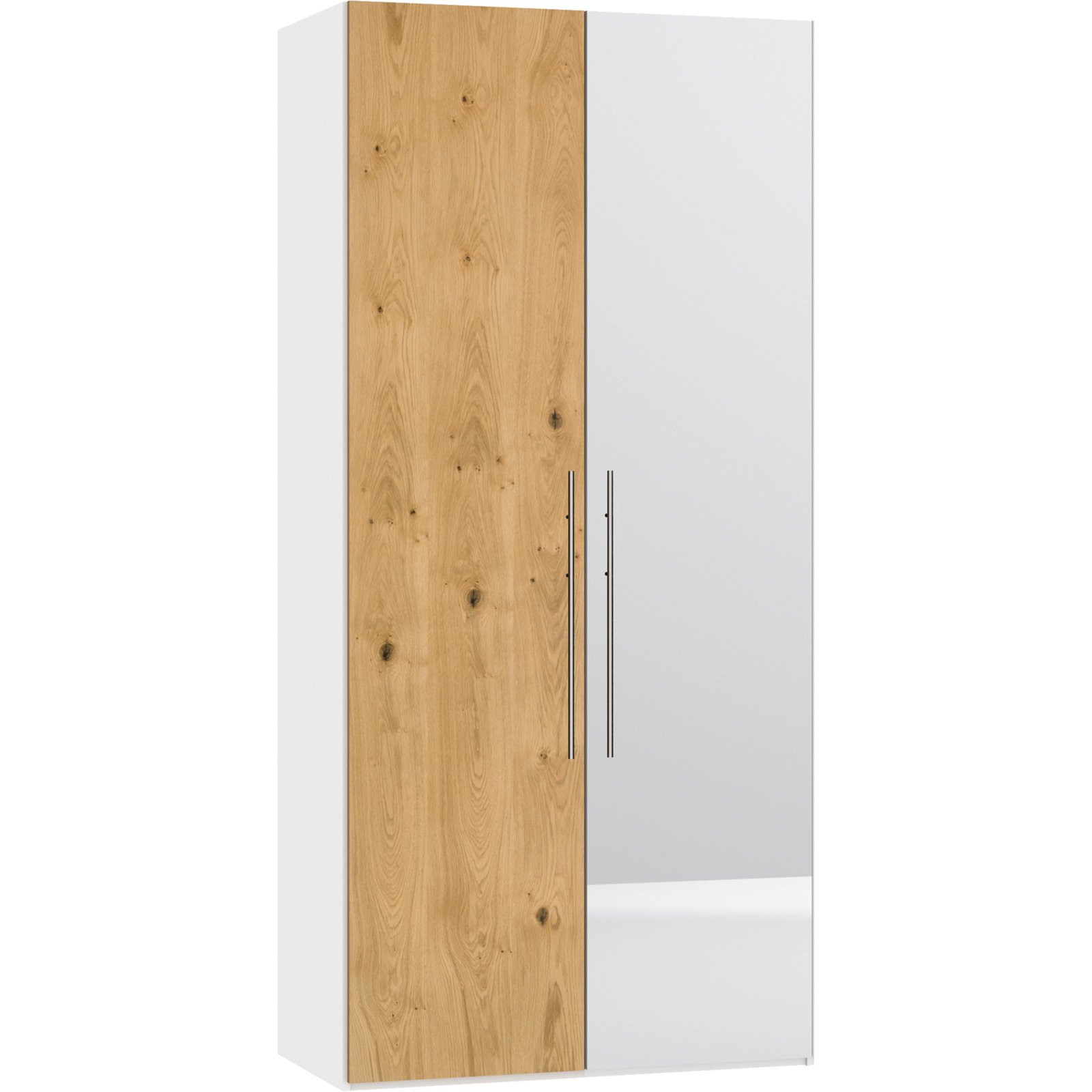 Schrank Schweizer 201 Eiche Furnier weiss, mit Spiegel
