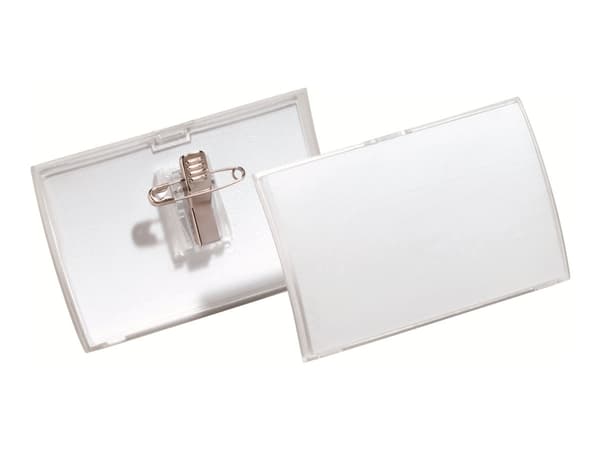 DURABLE CLICK FOLD - Navneskilt - for 54 x 90 mm - klips, nål - gjennomsiktig (en pakke 25)