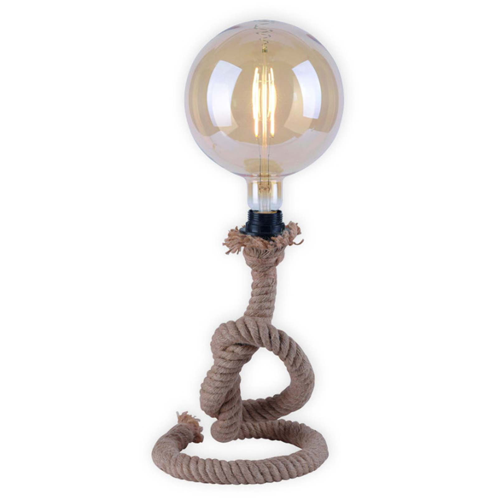 Tischleuchte - beige - Hanfseil - 33 cm