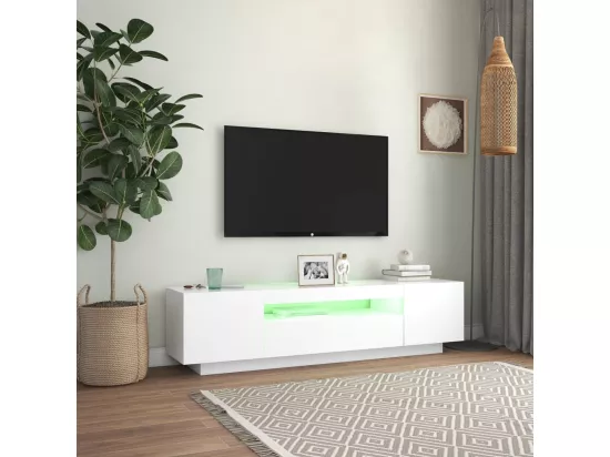 Meuble TV avec lumières LED blanc 160x35x40 cm