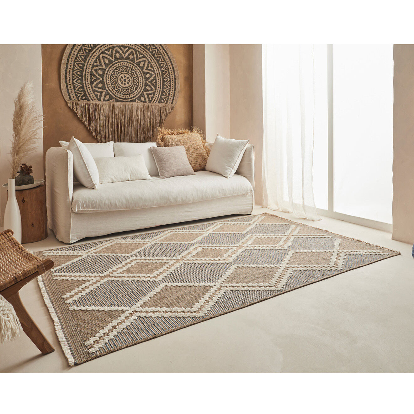 Nazar Rugs Tapis aspect jute TULUM 9048 intérieur & extérieur bleu - 120x170 cm