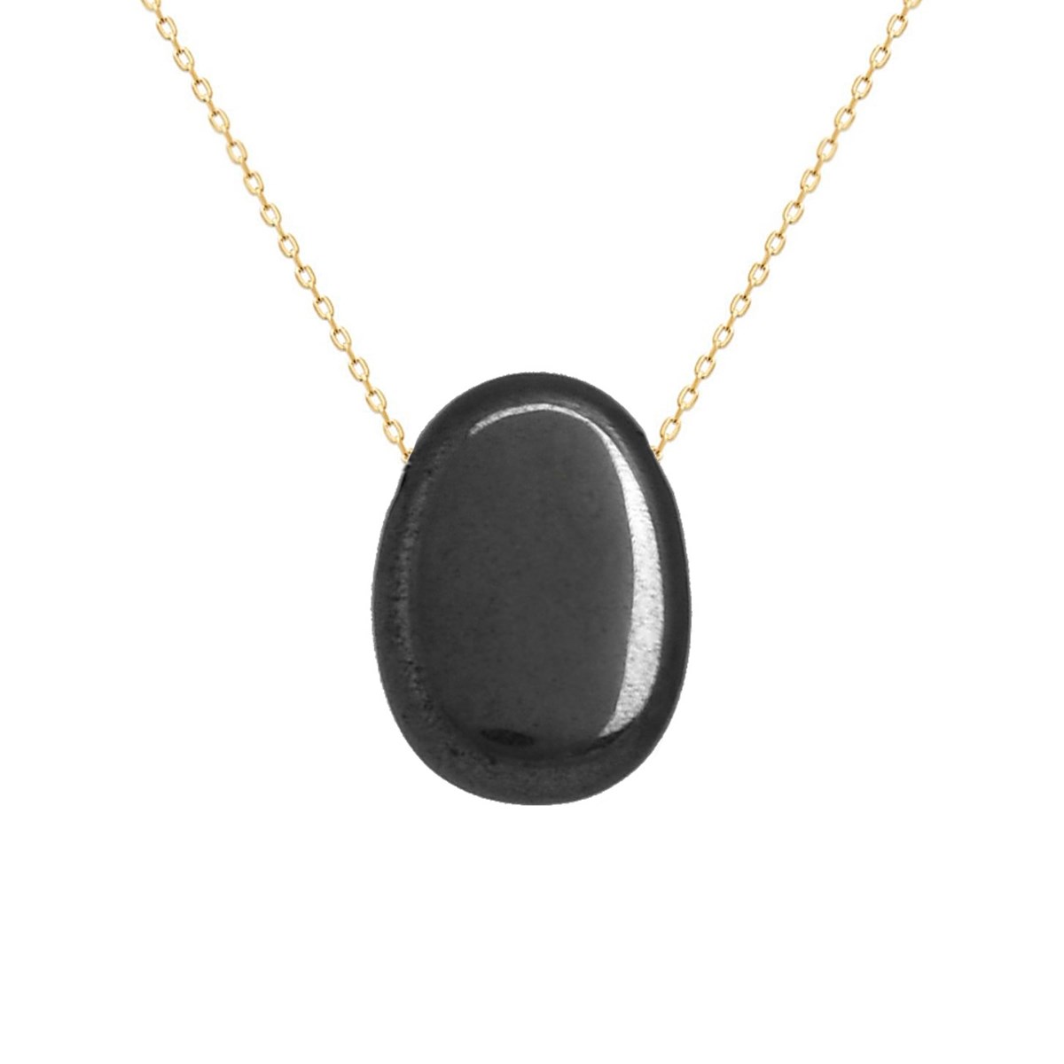 Collier pierre naturelle Hématite Plaqué OR 750 3 microns