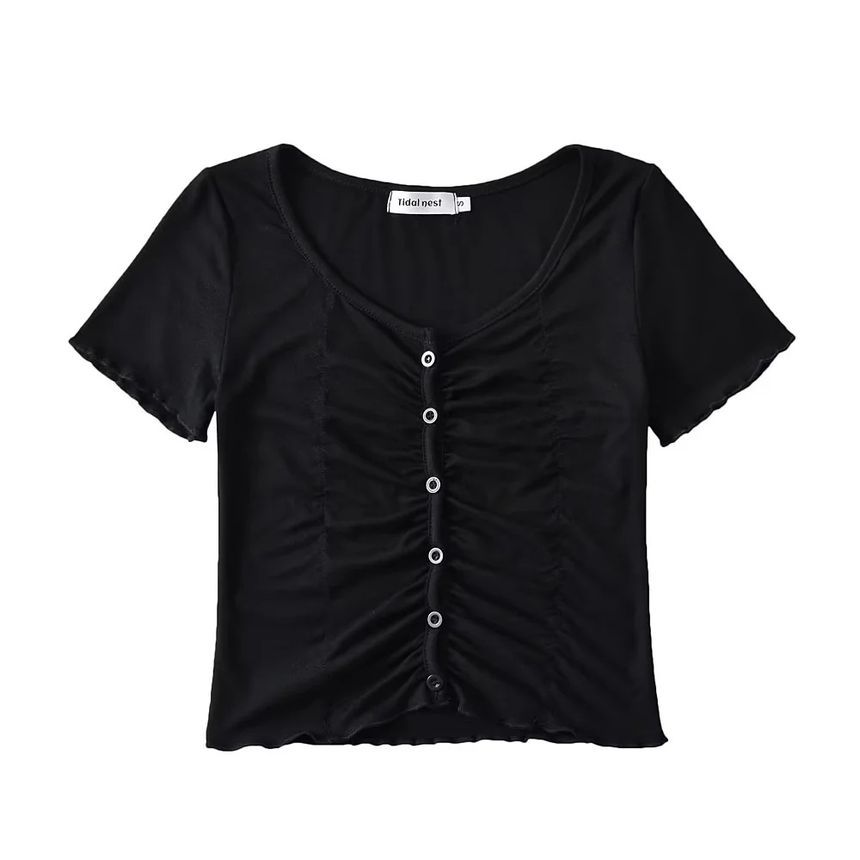 Asiris - Kort mouwloos geplooid slim-fit crop top