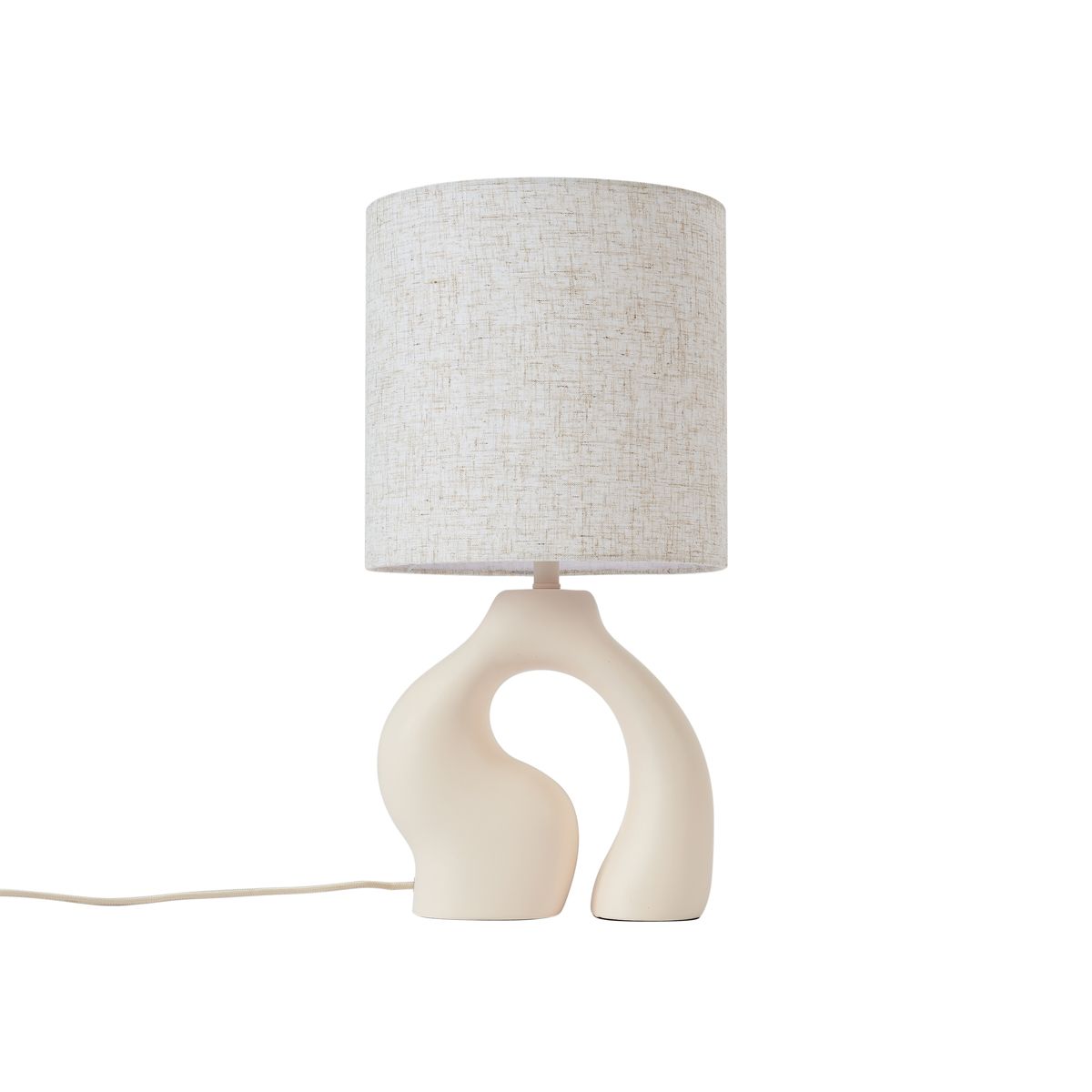 Japandi tafellamp beige met linnen kap - Dahlia