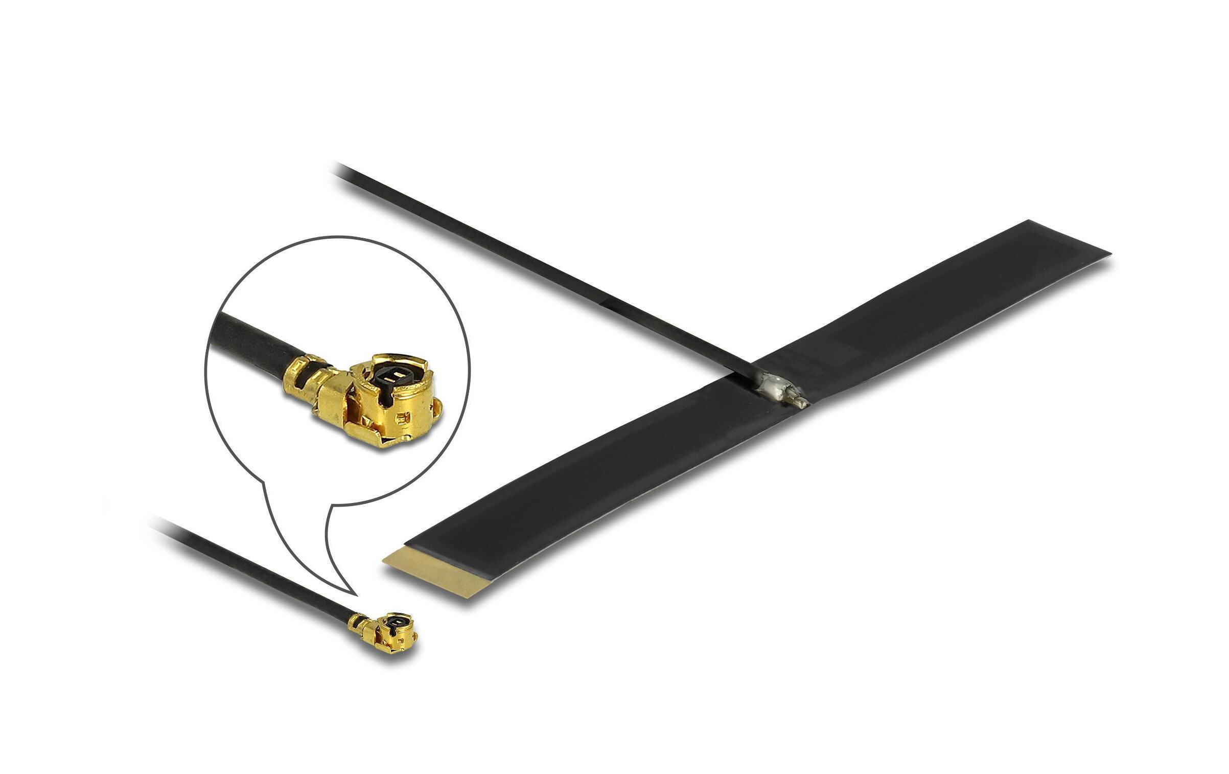 WLAN-Antenne MHF I MHF I 0.38 dBi RundstrahlDelock LPWAN Antenne MHF I Stecker - 0.38 dBi 1.13 15 cm FPC intern Klebemontage