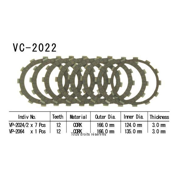 Kyoto - Disques garnis d'embrayage VC2022