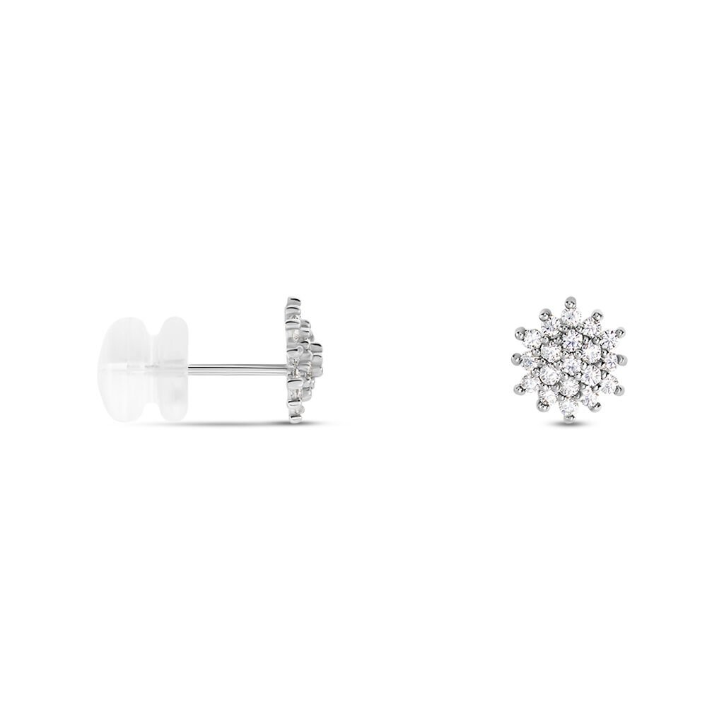 Boucles D'oreilles Puces Or Blanc Kristel Oxydes De Zirconium