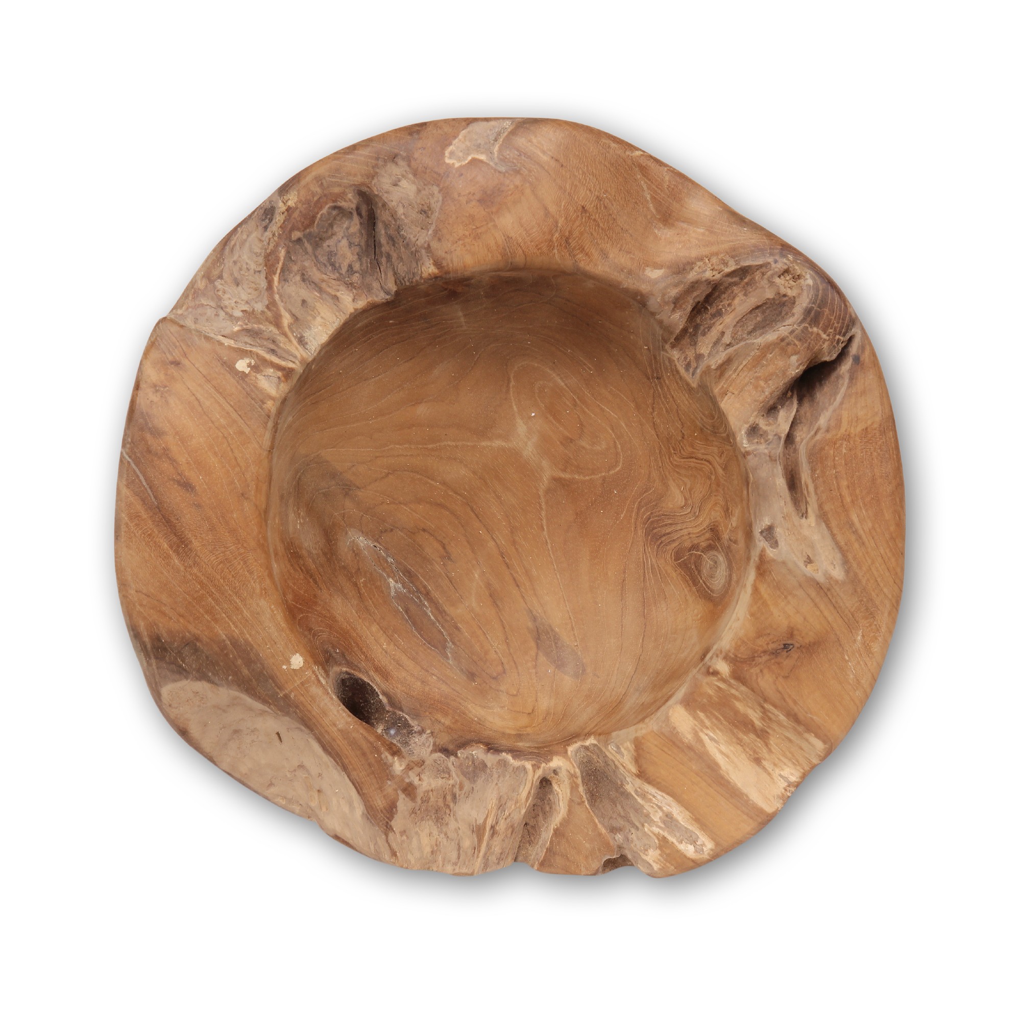 Holzschale aus Restholz, Teak, Ø min. 30 cm, H ca. 6 cm von fischer's lagerhaus