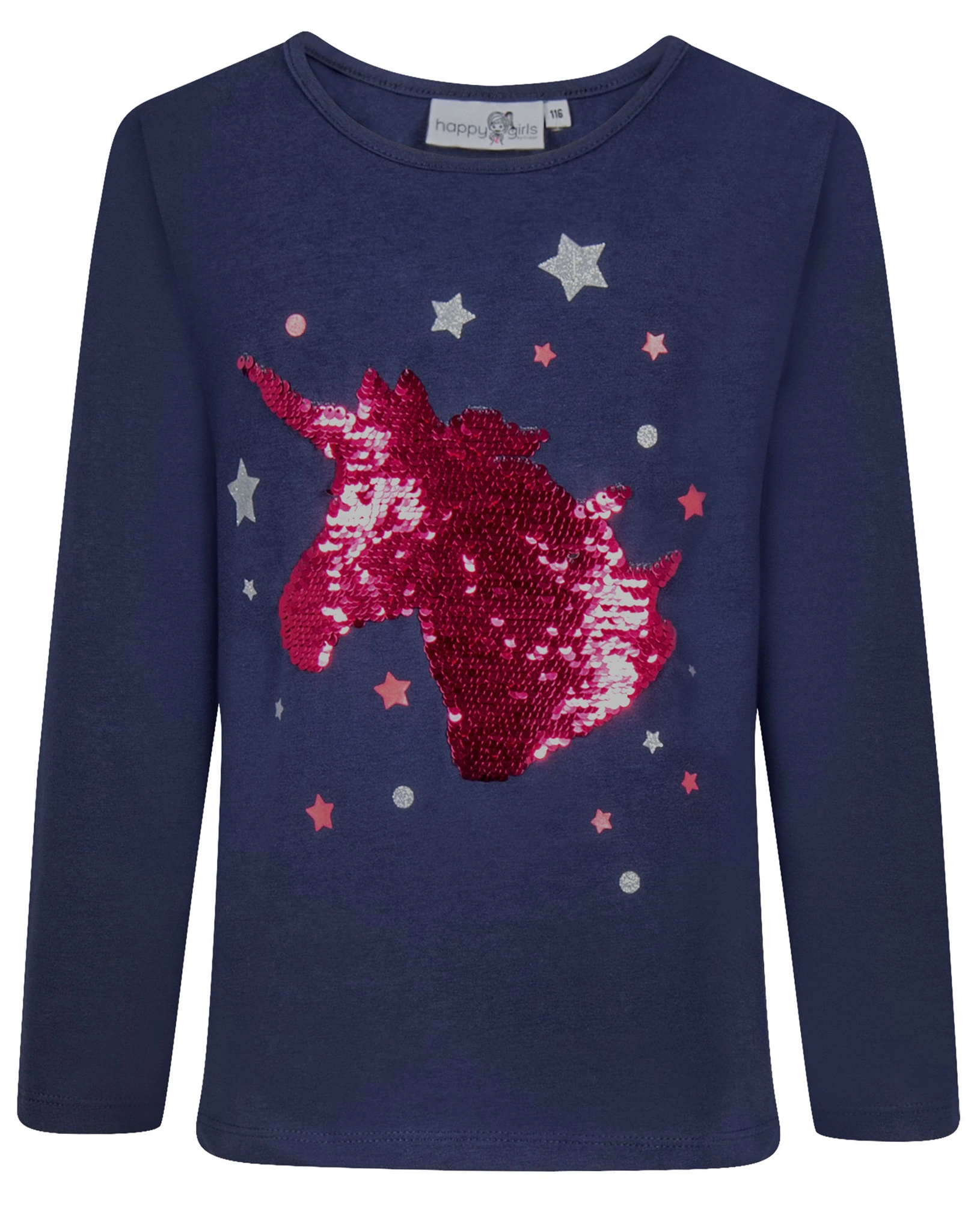 Langarmshirt UNICORN mit Pailletten in navy