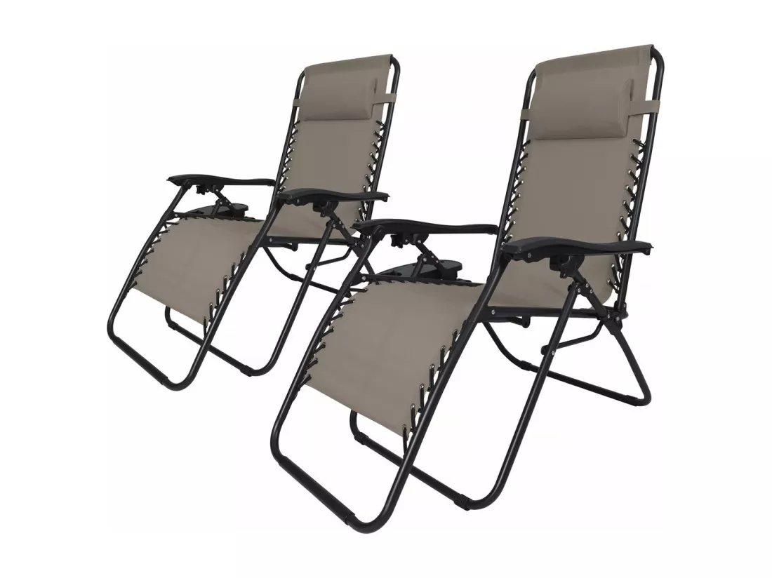 Lot de 2 Fauteuils de jardin inclinable zéro gravité 