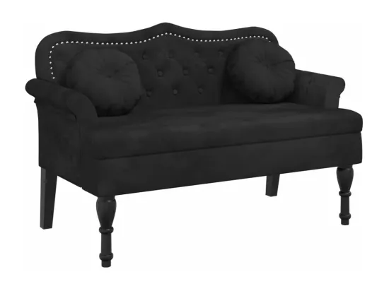 Banc avec coussins noir 120,5x65x75 cm velours