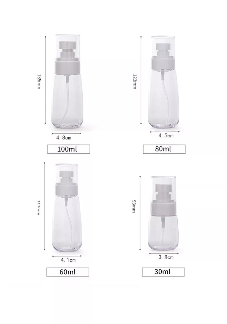 (4-tlg. Set) Befüllbare Kosmetik Behälter Reise Sprühflaschen Organizer - Transparent / Weiss