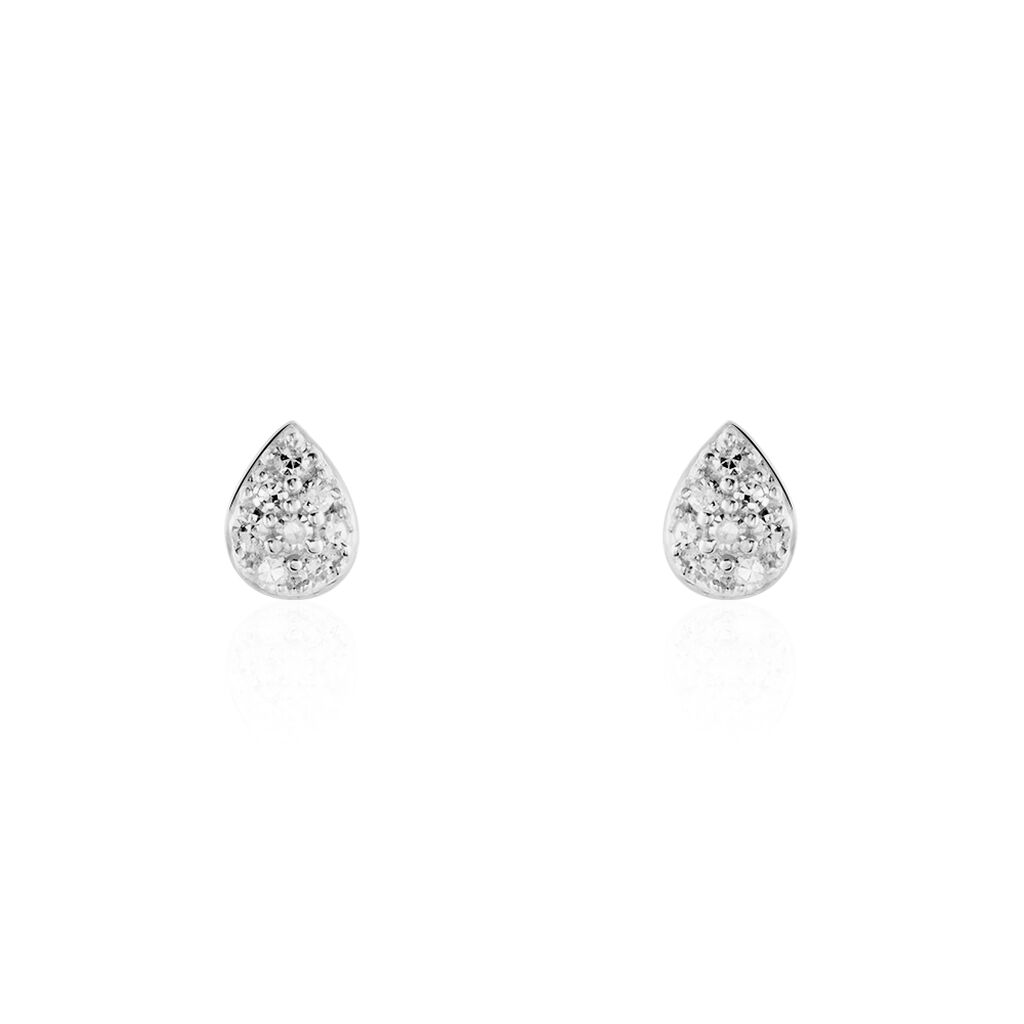 Boucles D'oreilles Puces Nevena Or Blanc Diamant