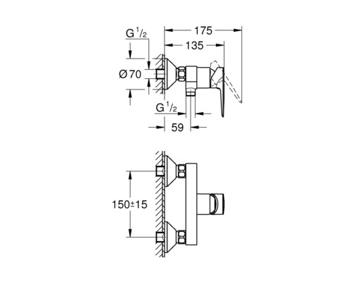 Grohe Quickfix douchekraan START EDGE 2020 chroom 23347001