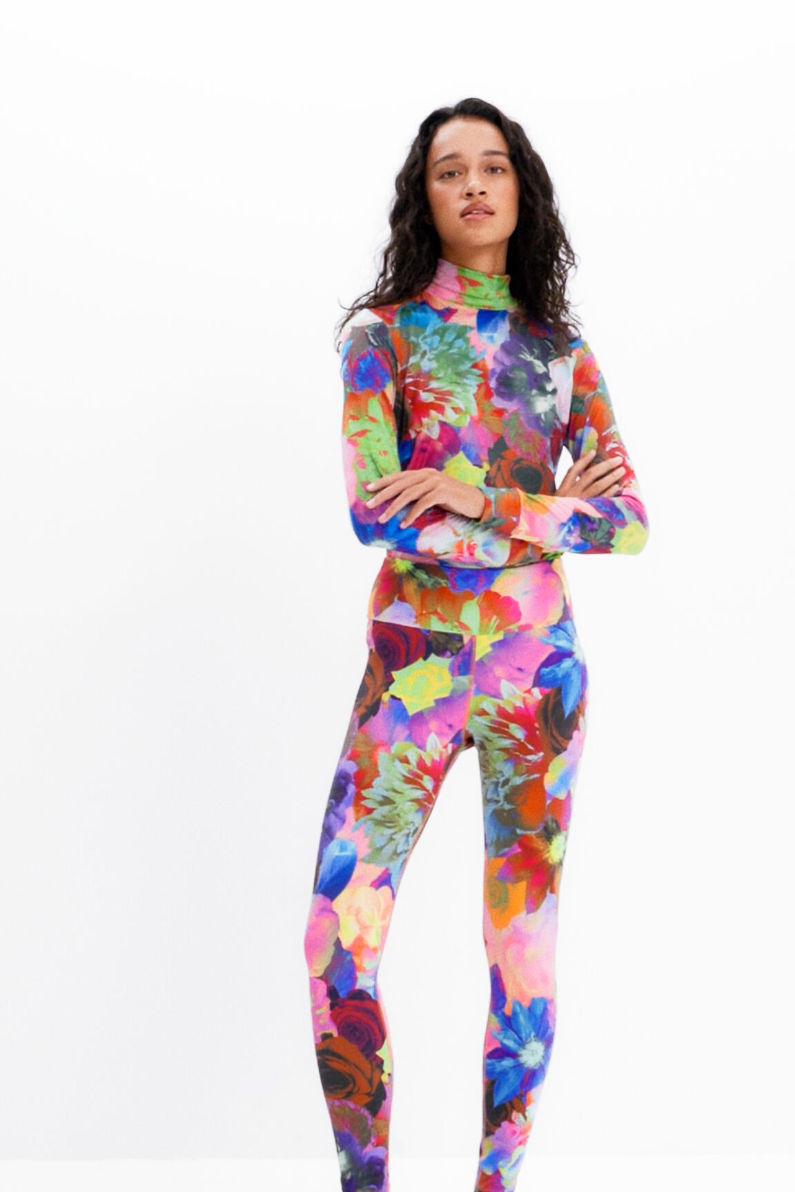 Legging stretch fleurs
