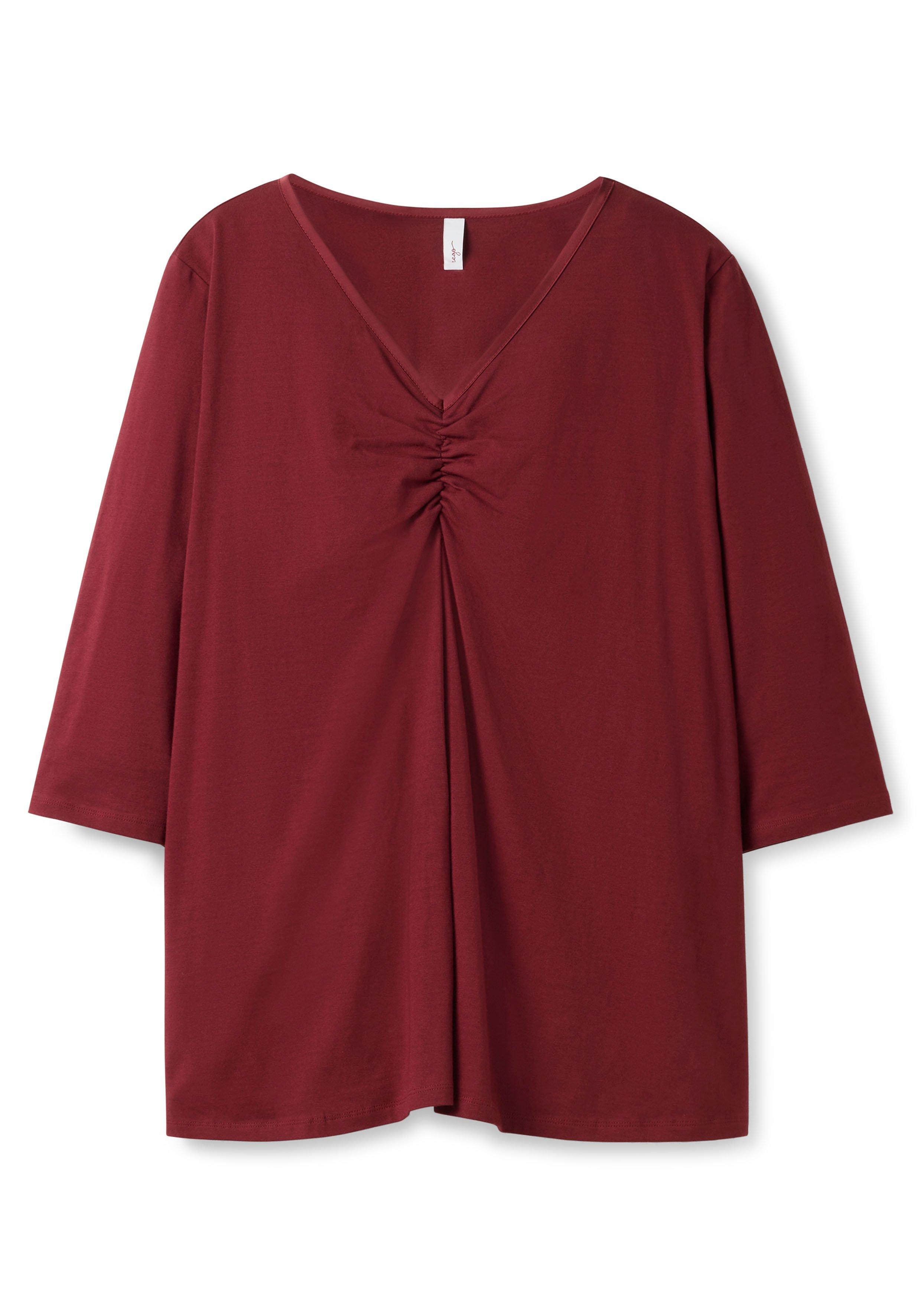 Shirt aus Jersey, mit V-Ausschnitt und Kellerfalte