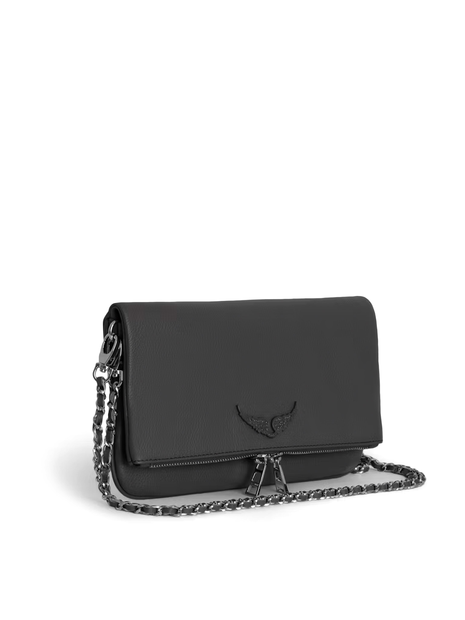 ROCK - Pochette en cuir chaînes en métal | Gris