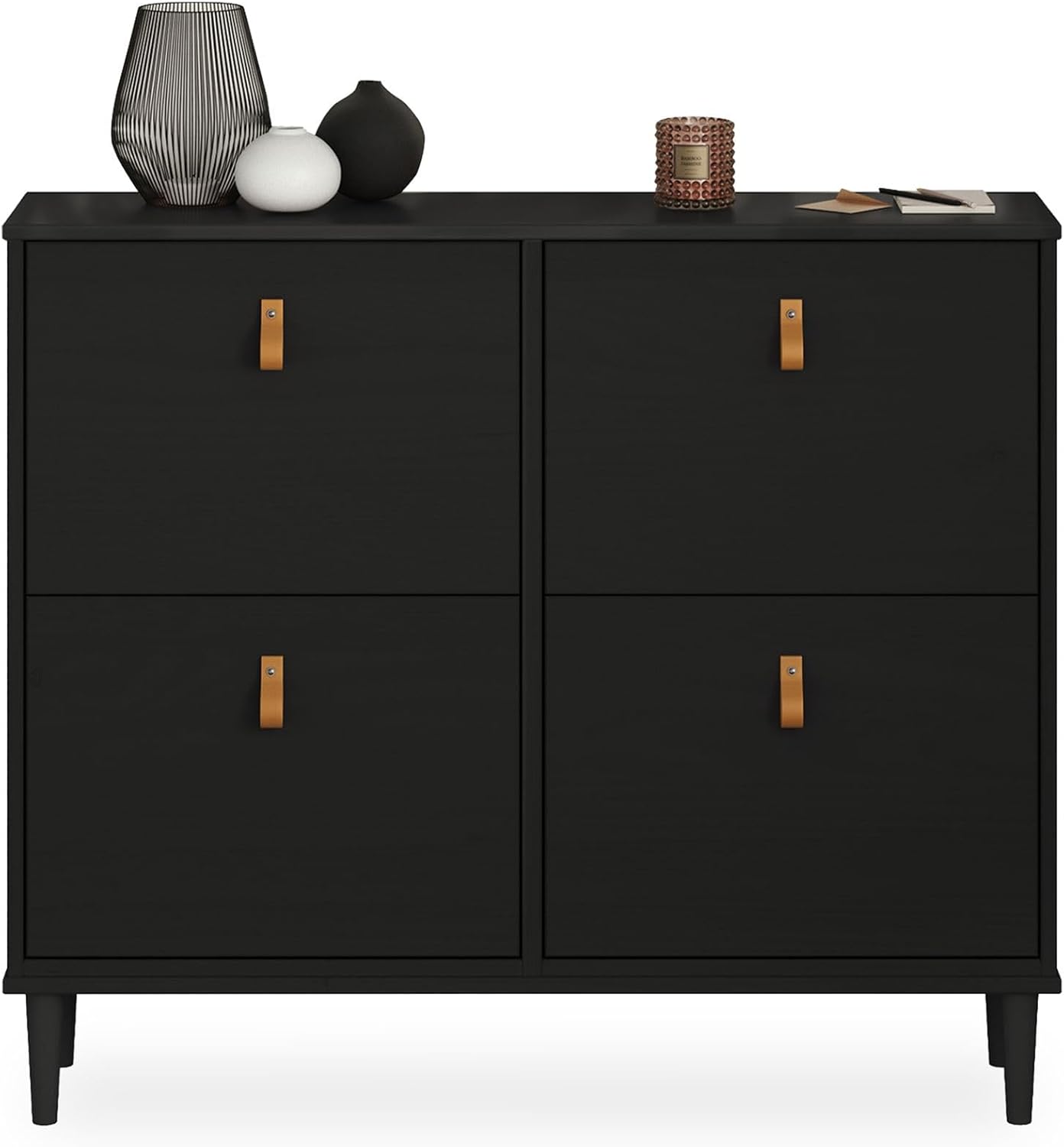 IDIMEX Schuhkipper MIKKA mit 4 Klappen - schwarz Schuhschrank, Schuhregal schmal Schuhorganizer