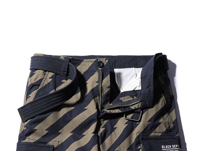 Lefitt - Gestreepte cargoshorts met gemiddelde taille