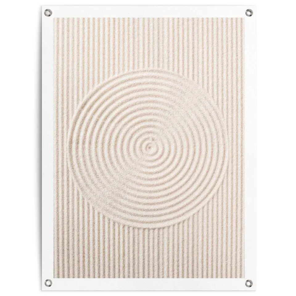 Tuinposter Zandcirkels - 80x60cm - Beige