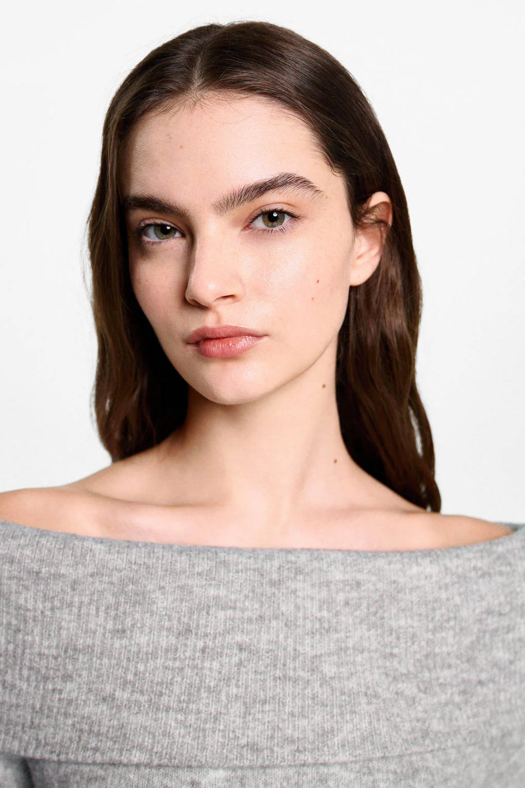 MANGO TEEN midi jurk gebreid grijs