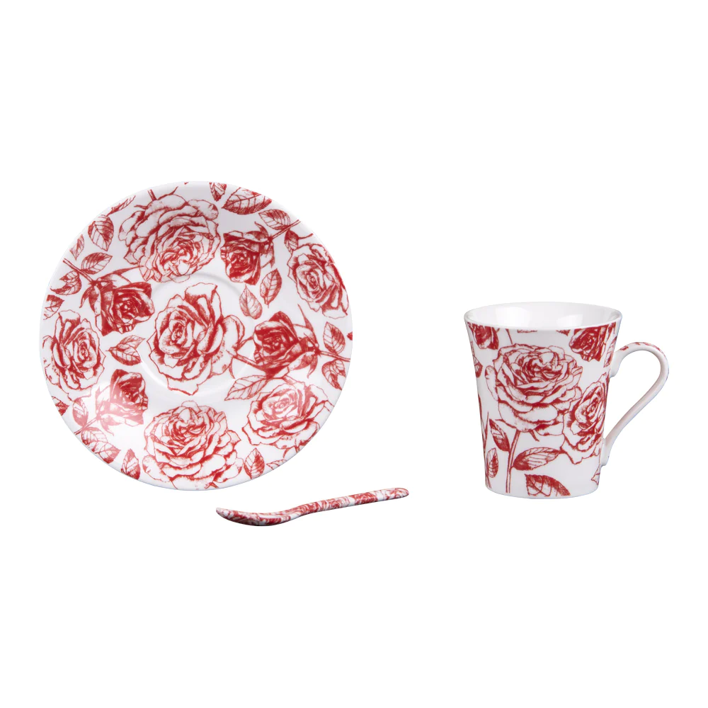 Coffret 4 tasses et sous tasses avec cuillères 16 cl Louise Table pass