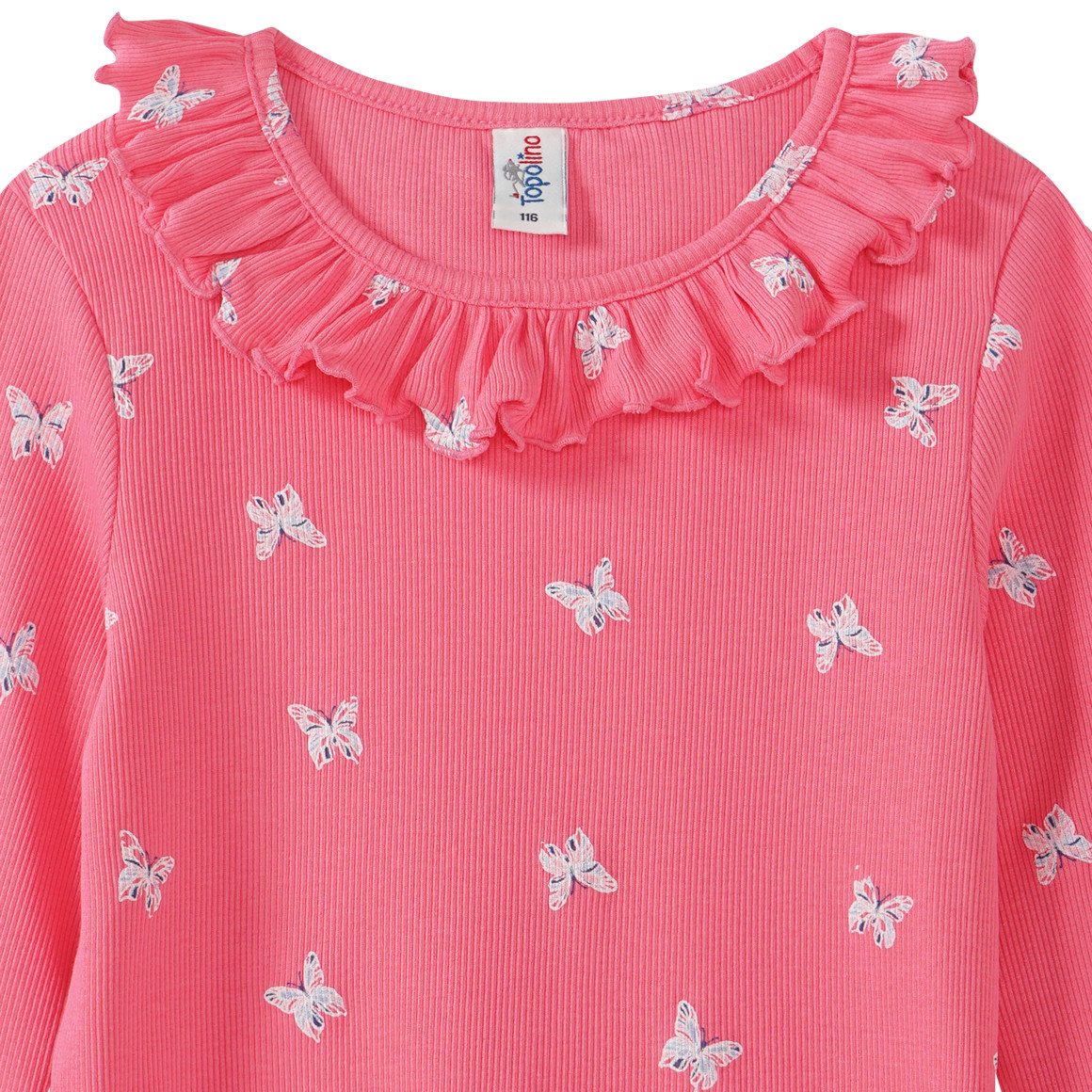 Topolino Mädchen Langarmshirt mit Rippqualität pink