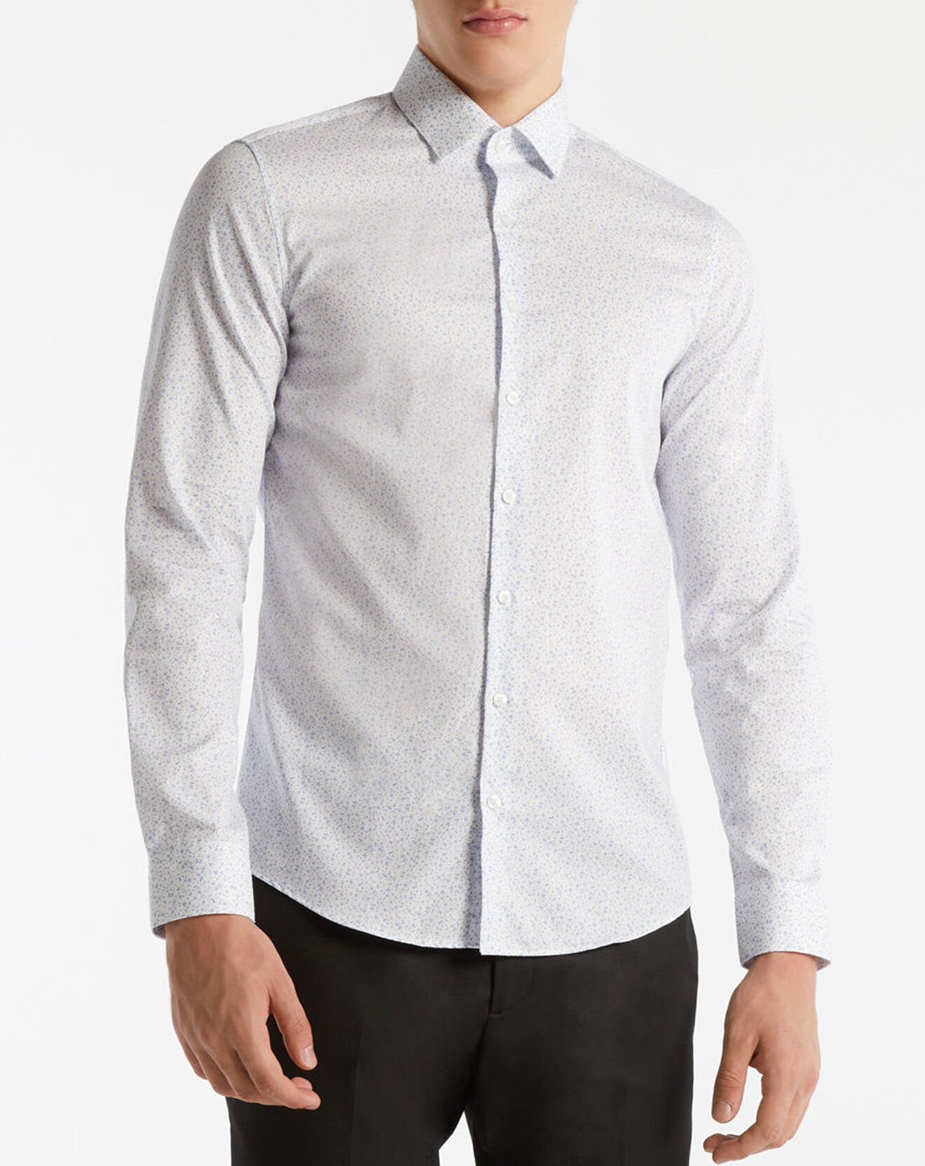 Calvin Klein Chemise slim Micro Fleurs blanc/bleu