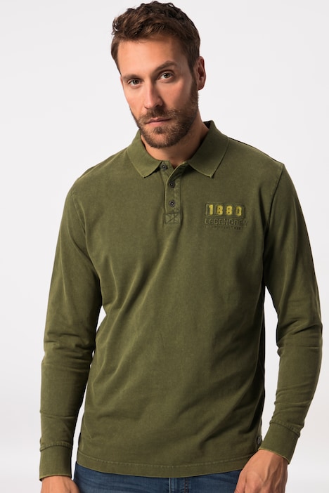 Poloshirt, Langarm, Pikee, Badges, Tall