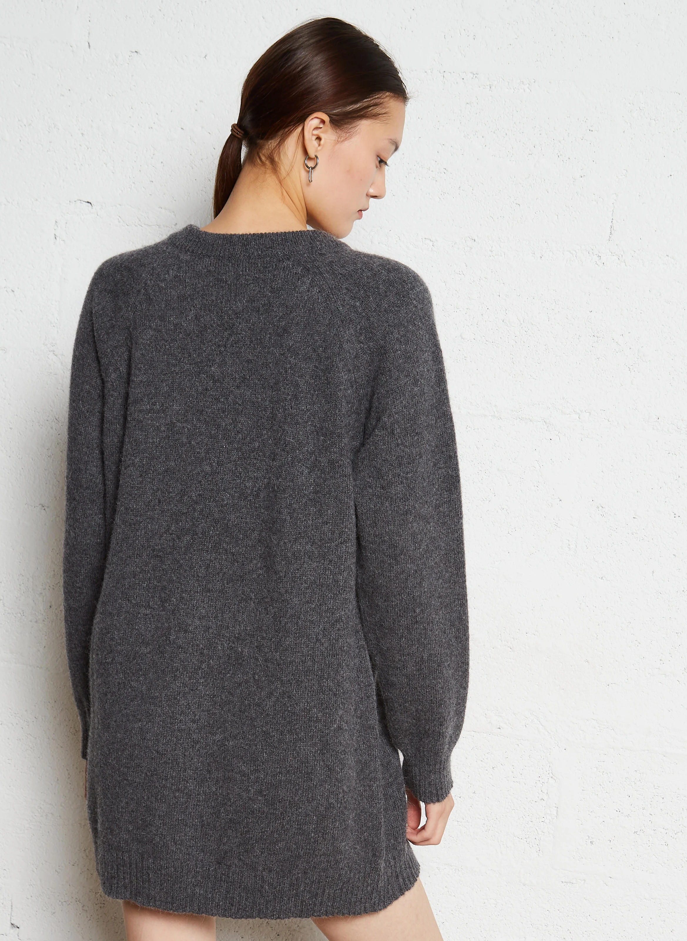DALEDE - Robe droite zippé en laine| Gris