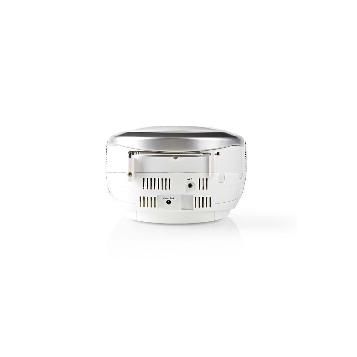 Nedis CD-spiller Boombox | Batteri drevet / Nettstrøm drevet | Stereo | 9 W | Bluetooth® | FM | USB-avspilling | Bære håndtak | Hvit