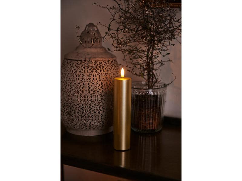 Sirius LED-Kerze Sille Exclusive, Ø 5 x 20 cm, Gold LED-Kerze mit beweglicher Flamme