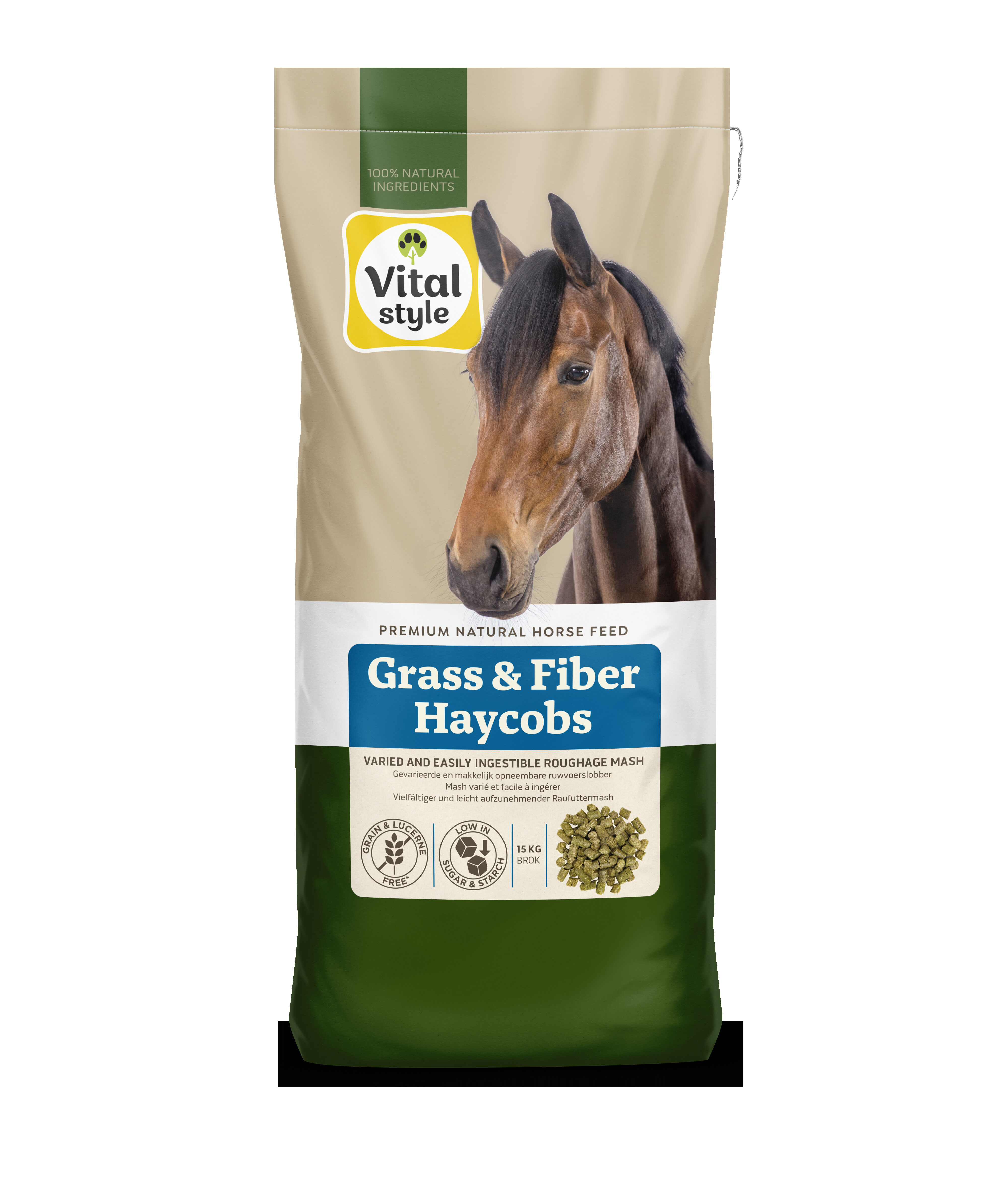 VitalStyle Grass & Fiber Haycops - Paardenvoer - 15 Kilogram