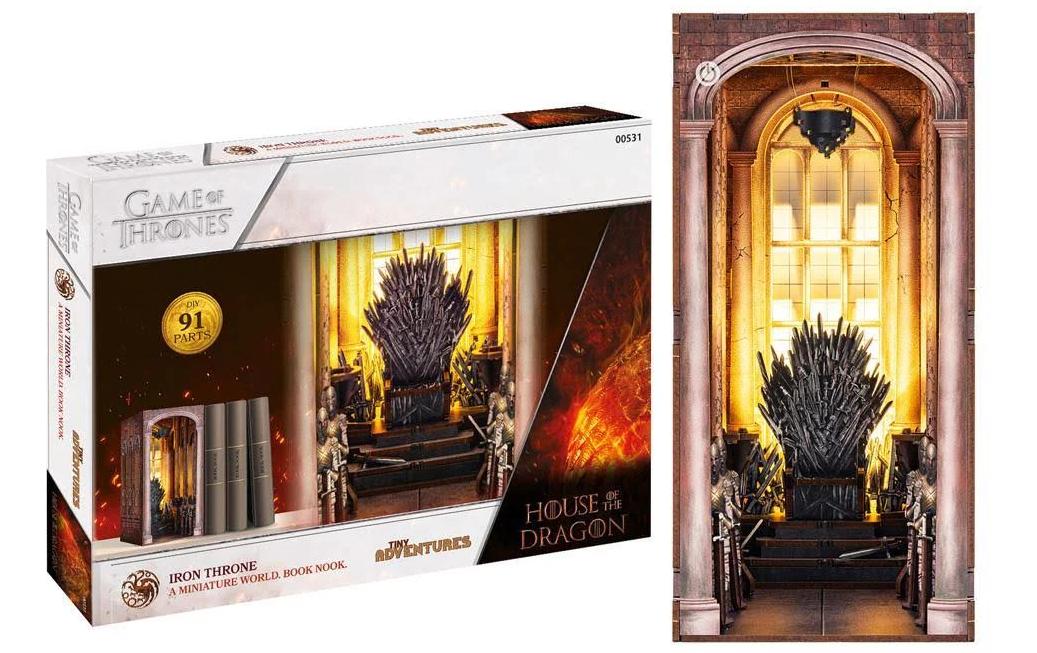 Bausatz Iron Throne Dragon HouseZauberhafte Miniaturwelt mit LED-Beleuchtung für Ihr Bücherregal