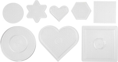 Perlepladesæt - Str. 7-15 CM - Medium - Klar - 8 Stk. - Nabbi