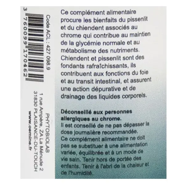 Oemine Chrome Pissenlit 60 gélules