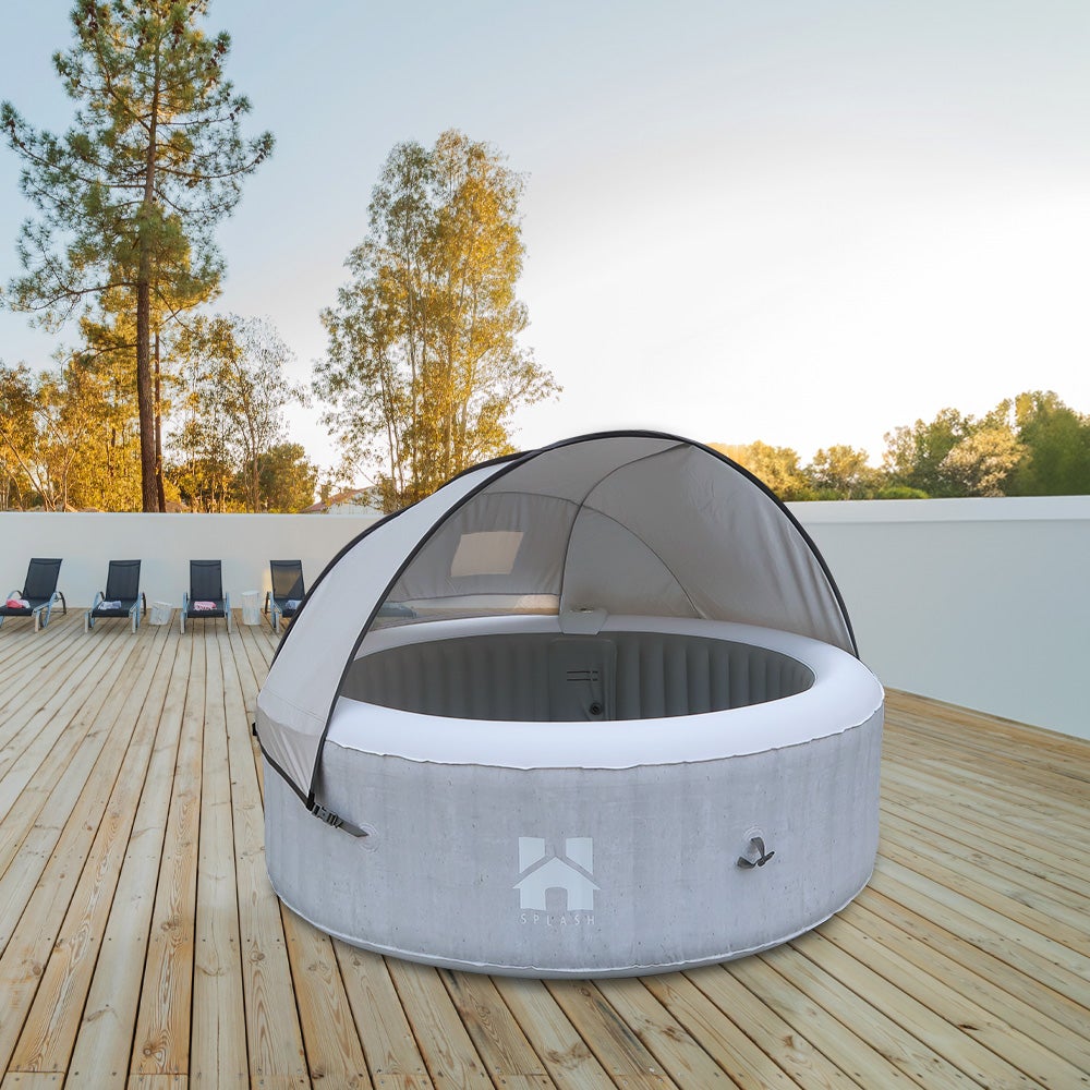 Home Deluxe - Buiten Whirlpool Zonneluifel AQUASUN - voor SPLASH en Drop - 125 x 185 x 140 cm, Kleur: Grijs