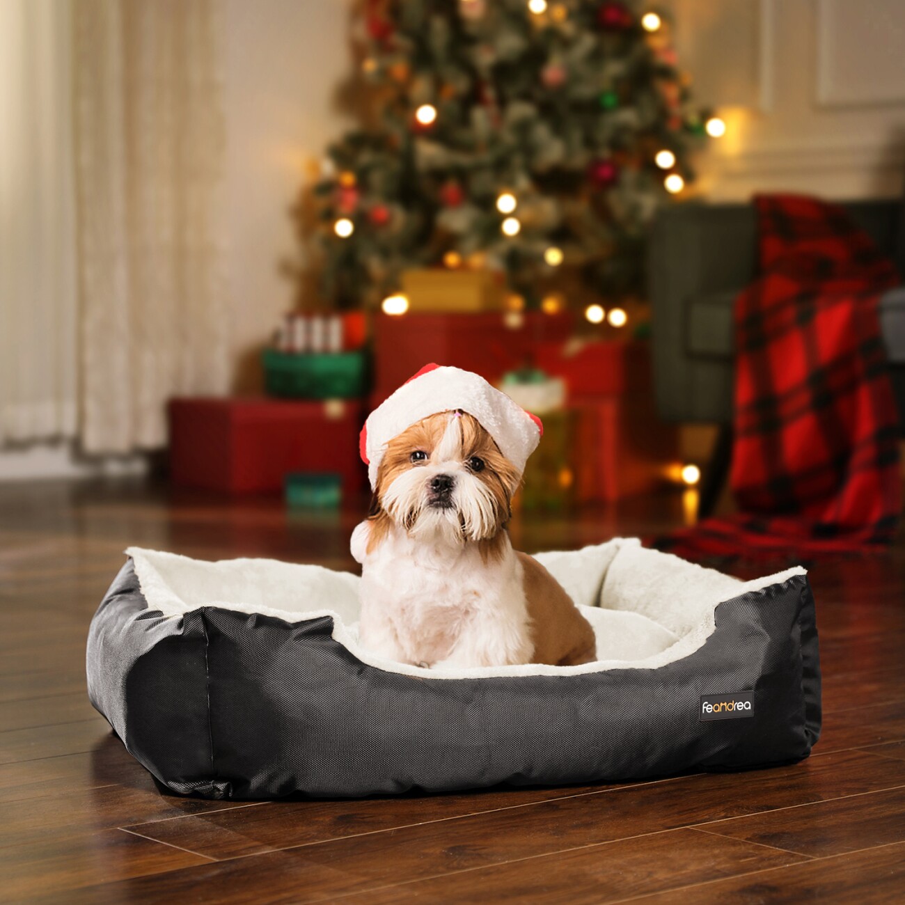 FEANDREA L-XL Hundebett, mit Wendekissen