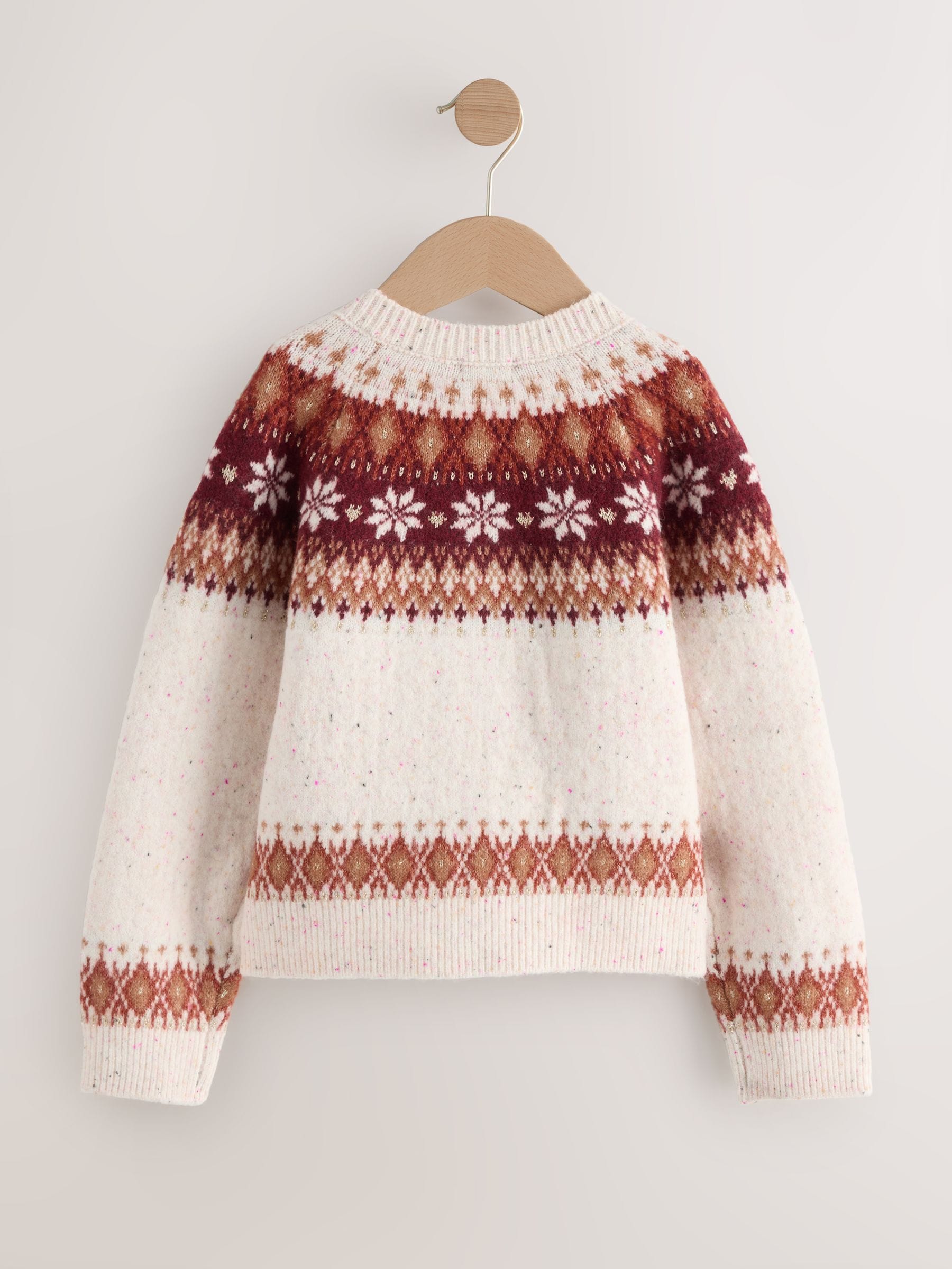 Ecru - Snowflake Fairisle vest (3-16jaar)