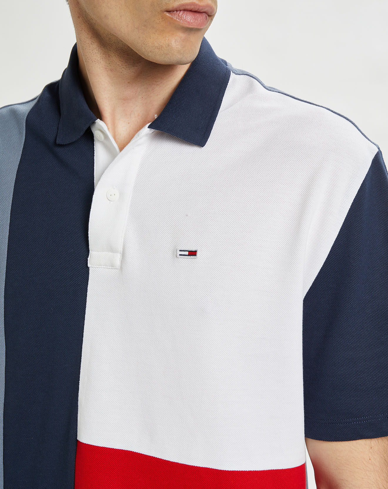 Tommy Jeans Polo Colorblock bleu/rouge/blanc