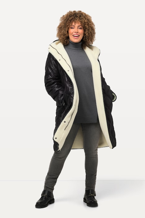 Wende-Steppjacke, Webpelz/Stepp, 2-Wege-Zipper
