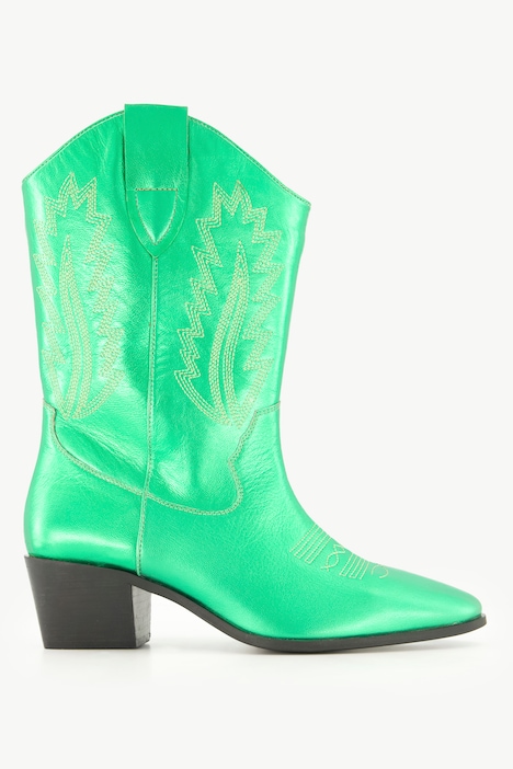 Leder-Cowboystiefel, XL-Schaft, Metallic-Optik, Weite H