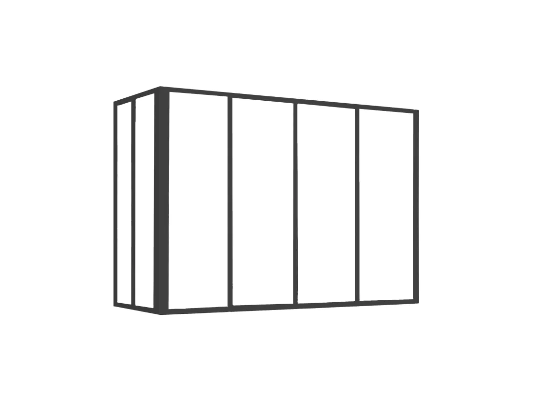 Verrière d'angle atelier en aluminium thermolaqué - L120 x L60 x H130 cm - Noir - BAYVIEW