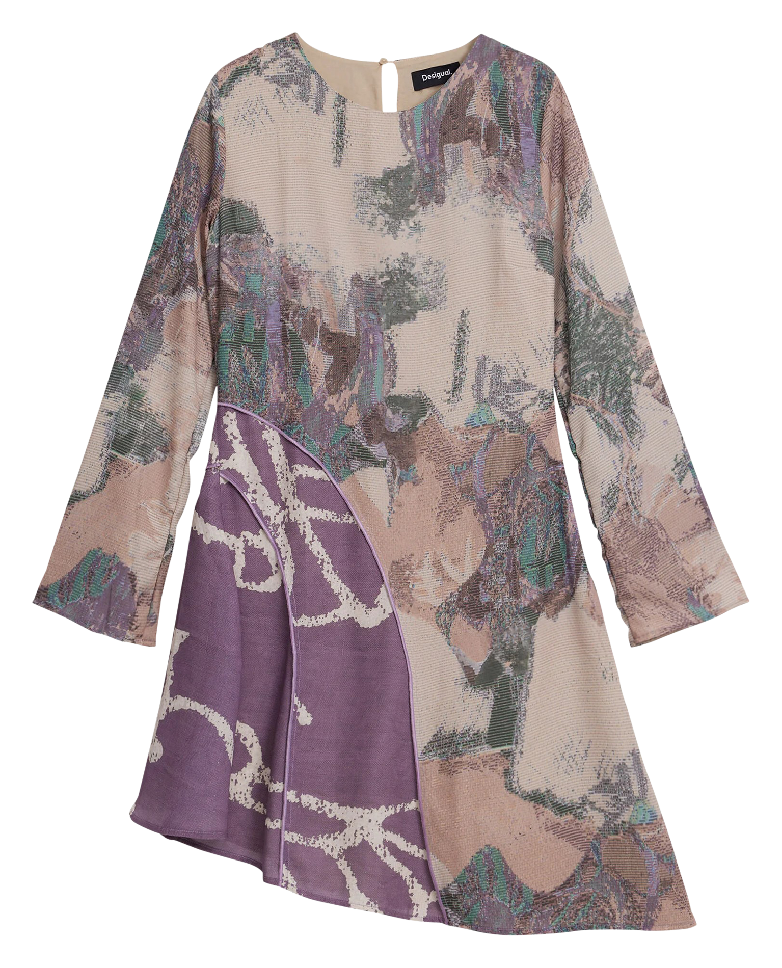 Robe asymétrique imprimée | Marron