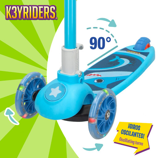 Skate Para Niños 3 Ruedas Tiburón K3yriders